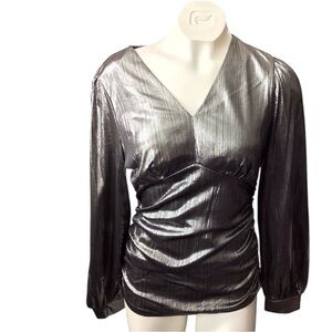 Shimmering Metallic silver Blouse for Women size Large